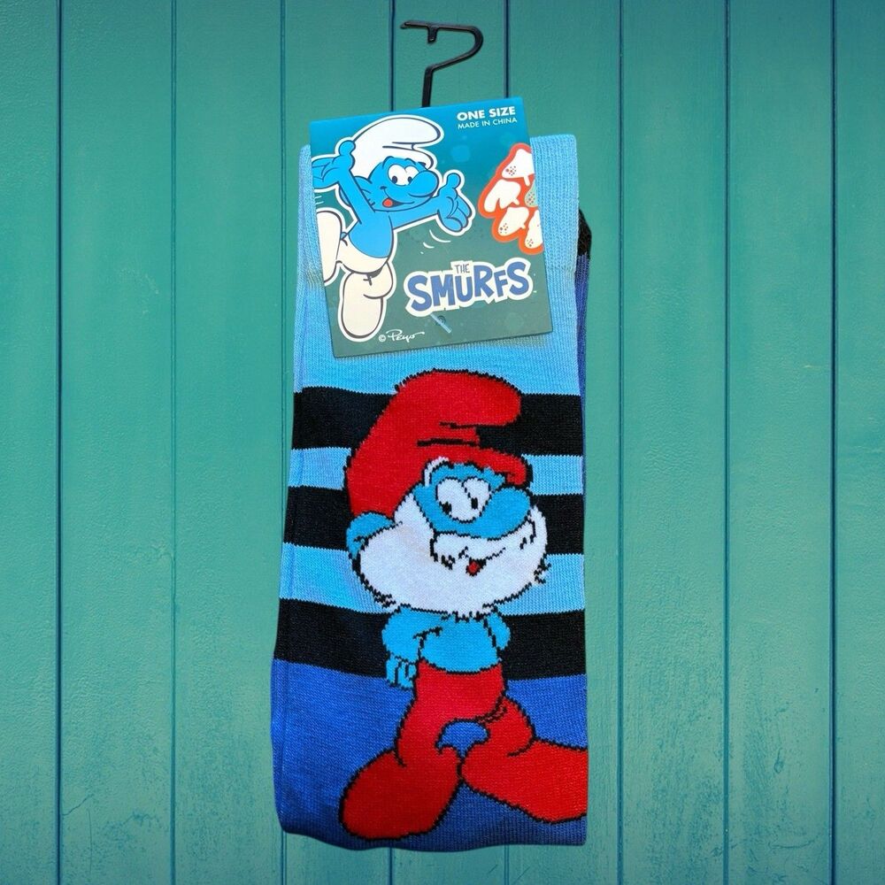 The Smurfs Papa Smurf Socks • Official Unisex 7–12 • 80s Nostalgia Cartoon Retro